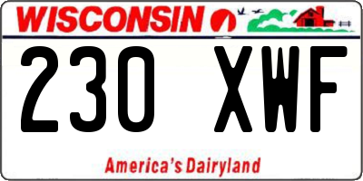WI license plate 230XWF