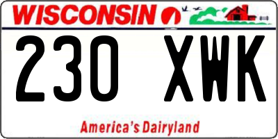 WI license plate 230XWK