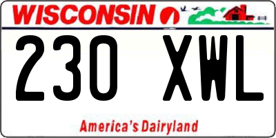 WI license plate 230XWL