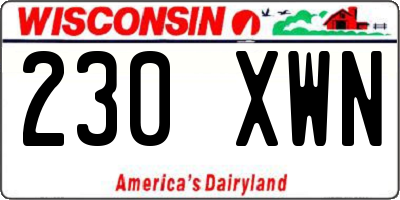 WI license plate 230XWN