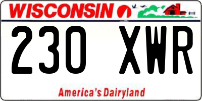 WI license plate 230XWR