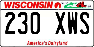 WI license plate 230XWS