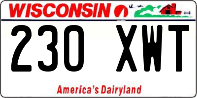 WI license plate 230XWT