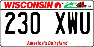 WI license plate 230XWU