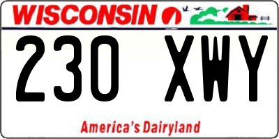 WI license plate 230XWY