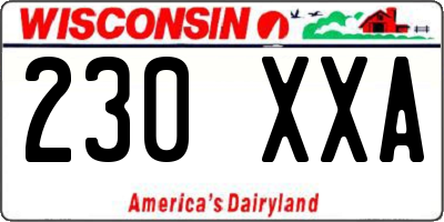 WI license plate 230XXA