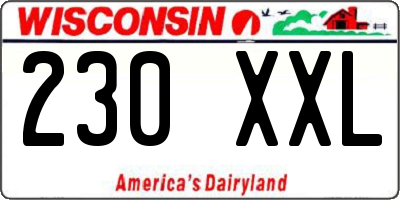 WI license plate 230XXL