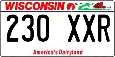 WI license plate 230XXR