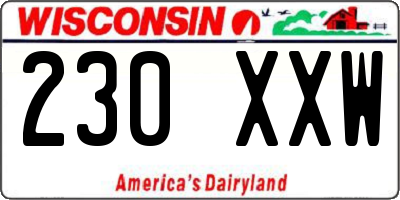 WI license plate 230XXW