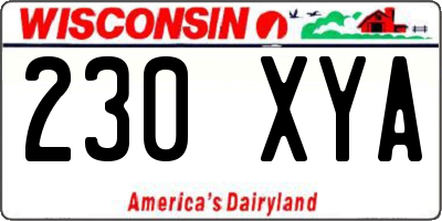 WI license plate 230XYA