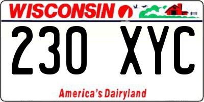 WI license plate 230XYC