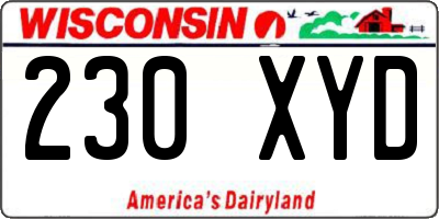 WI license plate 230XYD