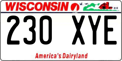 WI license plate 230XYE