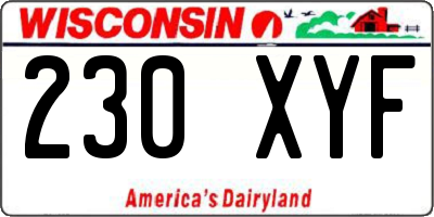 WI license plate 230XYF