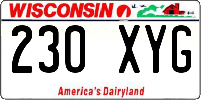 WI license plate 230XYG