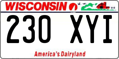 WI license plate 230XYI