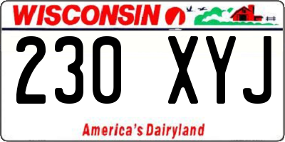 WI license plate 230XYJ