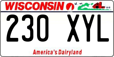 WI license plate 230XYL