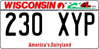 WI license plate 230XYP