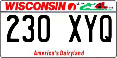 WI license plate 230XYQ