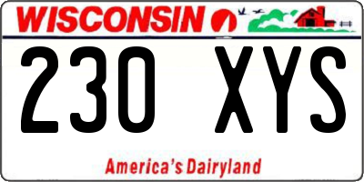 WI license plate 230XYS