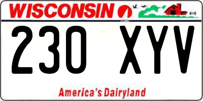 WI license plate 230XYV