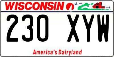 WI license plate 230XYW