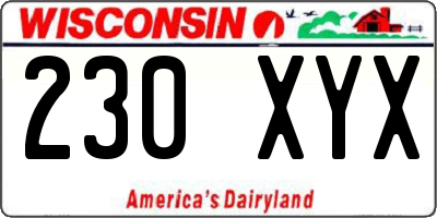 WI license plate 230XYX