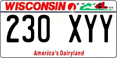 WI license plate 230XYY