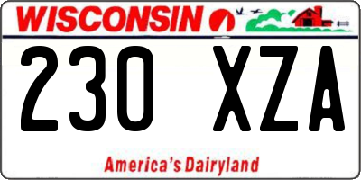 WI license plate 230XZA