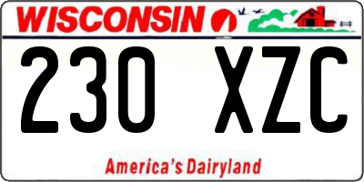 WI license plate 230XZC