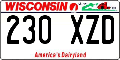 WI license plate 230XZD