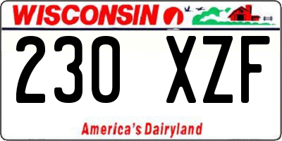 WI license plate 230XZF