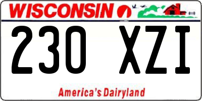 WI license plate 230XZI