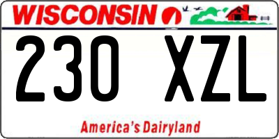 WI license plate 230XZL
