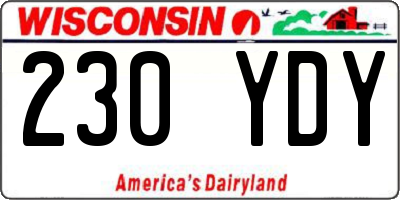 WI license plate 230YDY