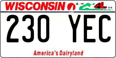 WI license plate 230YEC