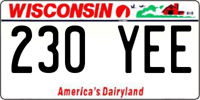 WI license plate 230YEE