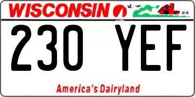 WI license plate 230YEF