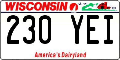 WI license plate 230YEI