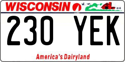 WI license plate 230YEK