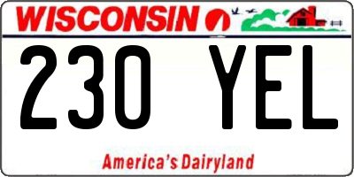 WI license plate 230YEL
