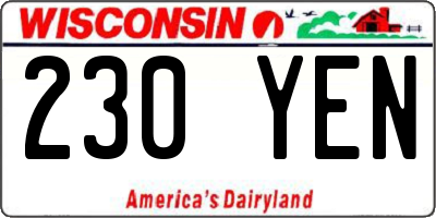 WI license plate 230YEN
