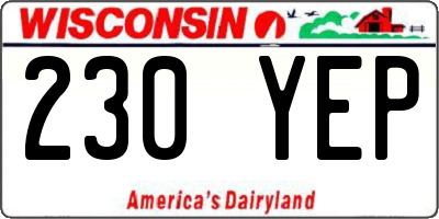 WI license plate 230YEP