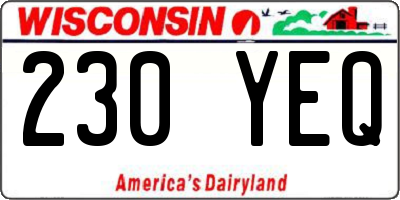 WI license plate 230YEQ
