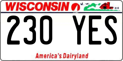 WI license plate 230YES