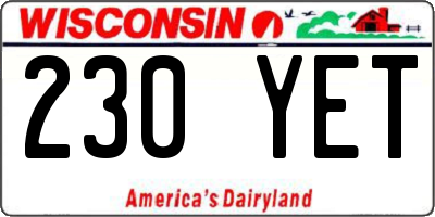 WI license plate 230YET