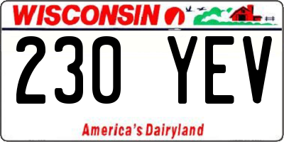 WI license plate 230YEV