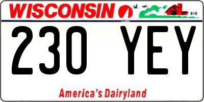 WI license plate 230YEY