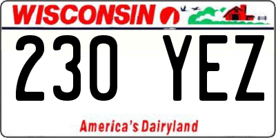 WI license plate 230YEZ